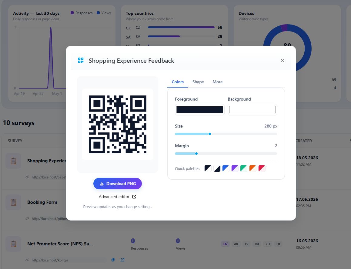 QR maker modal