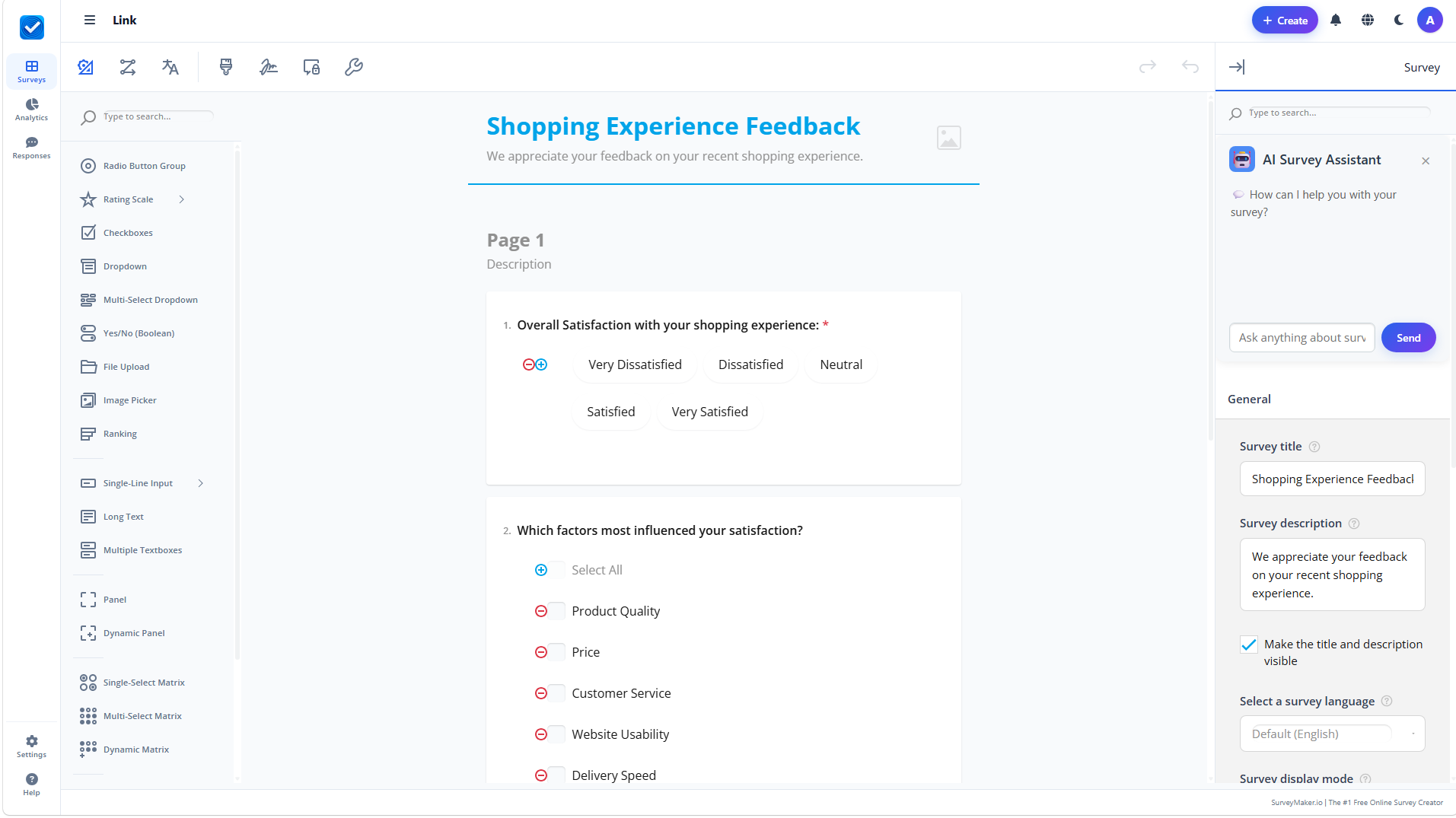 Survey editing tool